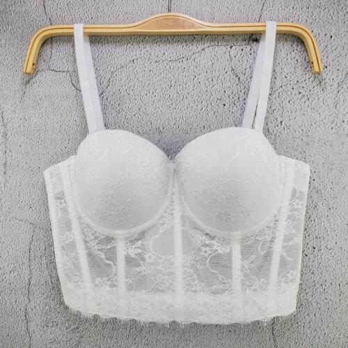 2021 New Solid Color Thin Lace Camisole Breathable Backless Women Bras Underwear Embroidery Super Short Tops y1132