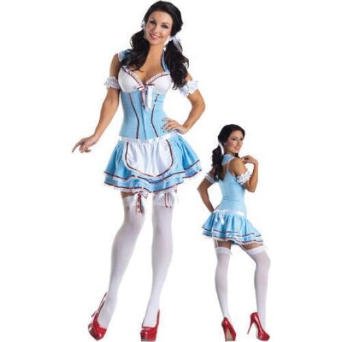 Extremely Lovely Hot Sale Sexy Halloween costumes dress 3S1421 Free Shipping Sexy Dorothy Kansas Cutie costumes