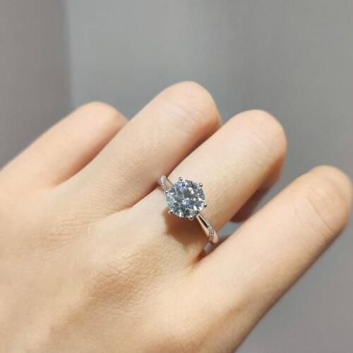 Authentic D Color 6.5mm Moissanite Ring 925 Sterling Silver Excellent Cut 1 ct VVS1 Pass Test Diamond Rings for Women Gemstone
