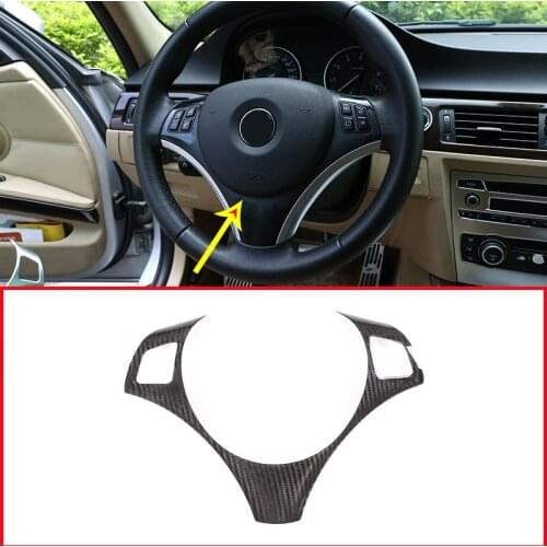 Real Carbon Fiber For BMW E90 3 Series 2005-2012 Car Steering Wheel Button Decoration Frame Trim For BMW E87 1 Series 2004-2011