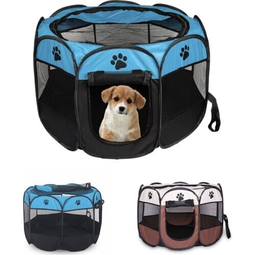 Portable Folding Pet tent Dog House Cage Dog Cat Tent Playpen Puppy Kennel Easy Operation Octagon Fence