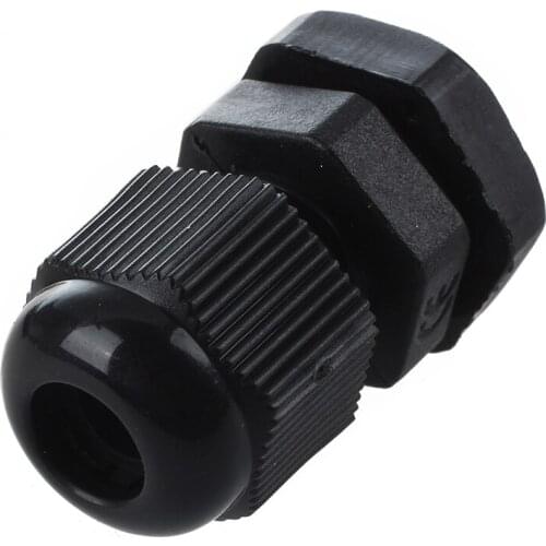 PG7 Black Plastic Waterproof Cable Glands Joints 10 Pcs