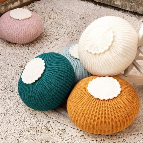 Pumpkin Cushion! 5 colors hand-knitted sofa decorative ball cushion salon gallery floor pillow pink green orange white art ball