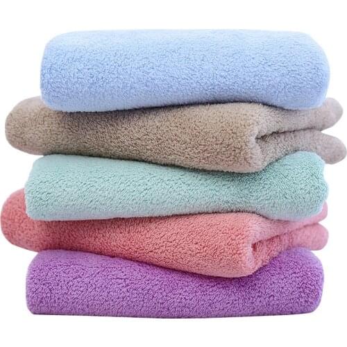 Towel coral velvet solid color thicken Super Soft face towel hair towel micrfiber fabric Strong water absorption fashion 35*75
