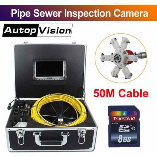 7D1 50M Professional Pipe Sewer Inspection Tools with DVR function 7" LCD 23MM Sewer Drain Pipeline Endoscope Camera with Pulley