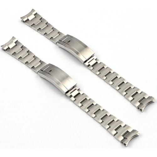 20mm 904L Stainless Steel Watchband For Rolex Strap For Submariner Silver Special Arc End Wrist Strap Bracelet Butterfly buckle