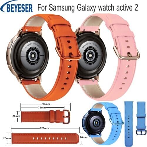 Genuine Leather 20mm Watch Strap Belt For Samsung Galaxy watch active 2 Smart watch Band Replacement Sport Wristband Bracelet
