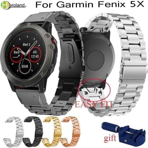 Stainless Steel Watch Band Strap For Garmin Fenix 5X 5x Plus for Garmin Fenix 3 3 HR 26mm Metal Replacement smart wristStrap new