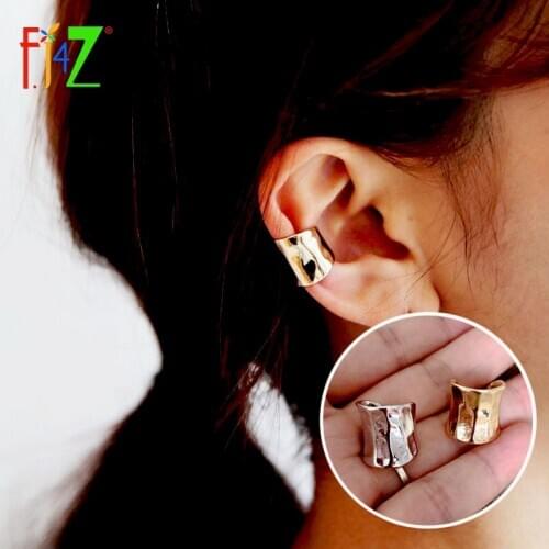 F.J4Z 1PC Cuff Earrings Simplicity Polish Irregular Top Alloy Earring Womens Ear Cuffs Jewelry Accessories Dropship