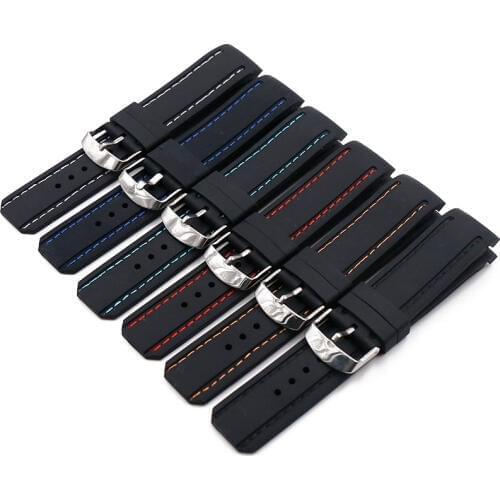 Silicone strap mens watch accessories pin buckle 22mm outdoor sports waterproof watch with female rubber strap watch band