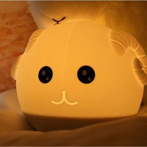 LED Night Light Silicone Lamp USB Touch Sensor Creative 7 Colors Bedroom Beside Atmodphere Table Light Cute Sheep Shape