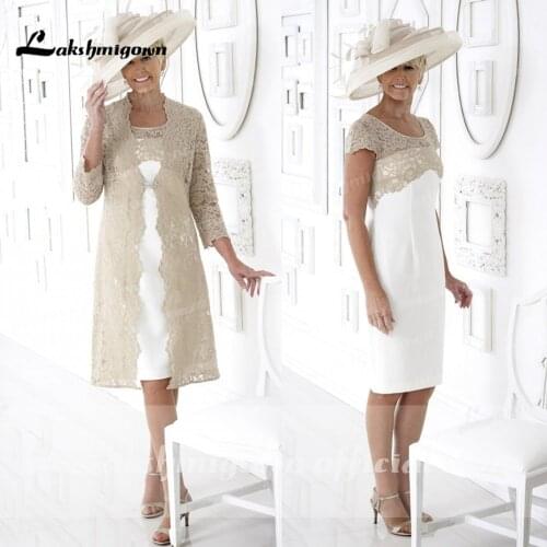 Vesrido madrinha Champagne Mother Of The Bride Dress with Jacket Wedding Party Gowns Latest Formal Evening Prom Dress