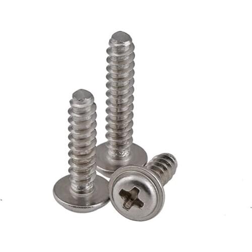 GuHua Stainless Steel Cross Round Head With Pad Flat Tail Self Tapping Screws Philips Pan Head Flat End screw M2M2.6M3M4 20pcs