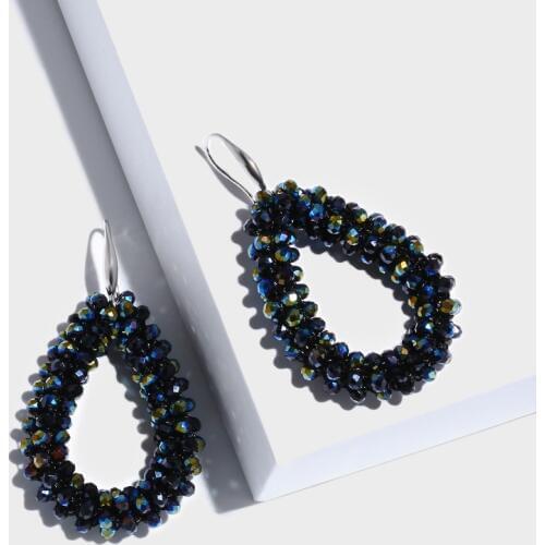 Handmade Teardrop Crystal Beads Earrings for Woman Boho Water Drop Earrings Oorbellen Jewelry Brincos Wholesale ers-n51