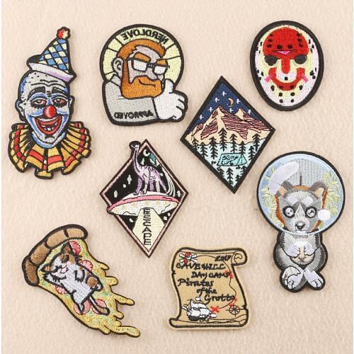 1pcs Mix Clown Patch for Clothing Iron on Embroidered Sew Applique Cute Patch Fabric Badge Garment Apparel Accessories -59