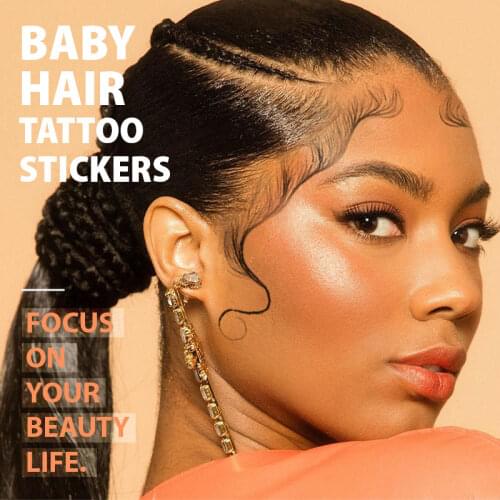 1PcsBaby Hair Tattoo Stickers Sexy Temporary Tattoos For Women Hair Art Painting Sticker Realistic Fake Hairstyle Waterproof Tat