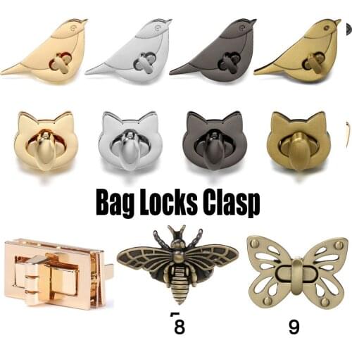 1PC Cute Cat Birds Metal Zinc Alloy Bag Turn Lock Handbag Leather Craft Shoulder Bag Locks Clasp Hardware Accessories DIY Crafts
