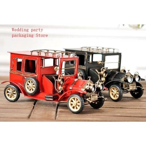 1Pc Iron Metal Handicraft Vintage Windup Classic Vintage classic car Model Clockwork Tin Vehicle Toy Collectable Gift