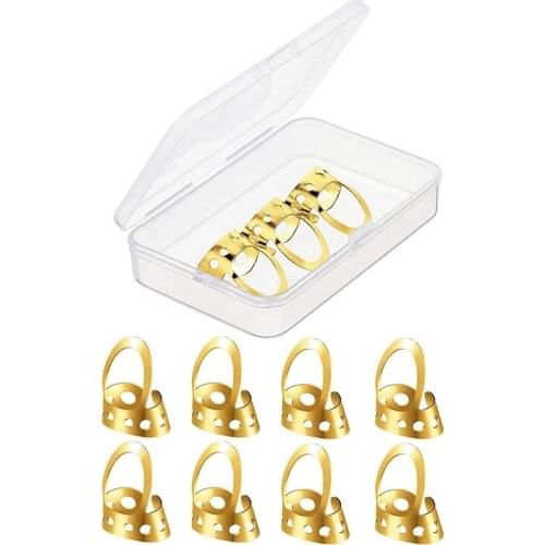 12 Pcs Stainless Steel Guitar Finger Picks, Adjustable Metal Finger Thumb Picks for Guitar, Banjo(Gold)