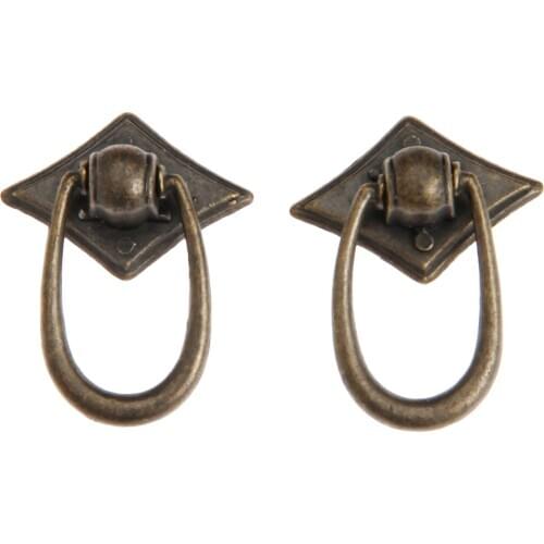 2Pcs 30*40mm Vintage Ring Handle And Knob Furniture Door Pull Handle European Zinc Alloy Cabinet Dresser Drawer Knobs