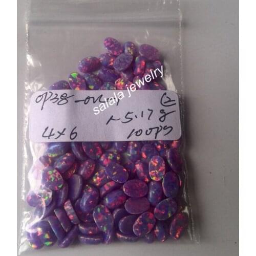 200pcs/ lot Free Shipping 4x6mm OP38 Synthetic Multi Lav Opal Oval Cabochon Opal Stone for Body Piercing Jewelry