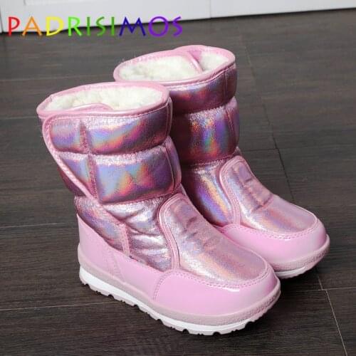 2021 Winter Girls Boots Shoes Warm Snow Boots Ski Boots Thick Plush Natural Wool Fur Children Size Children Girls Winter Boots