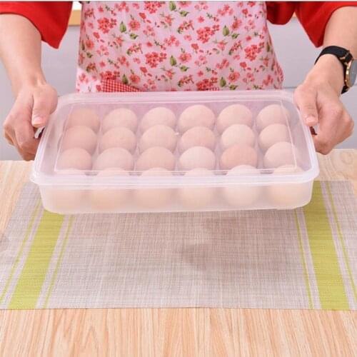 24 Compartment Egg Storage Box Egg Tray containers Kitchen Refrigerator Eggs Plastic Dispenser Airtight Fresh Preservation