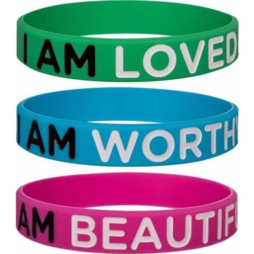 300pcs Inspiration for Women LOVED WORTHY BEAUTIFUL Silicone Bracelets Rubber Wristbands Free Shipping by DHL