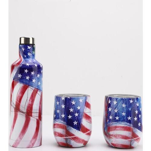 50pcs American Flag Tumbler Personalized Independence Day Tumbler Cup Drinking Tumbler Thermos Stainless Steel Water Bottle