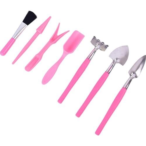 7Pcs Mini Rake Shovel Transplanting Tool Gardening Tools Set Miniature Shovel Brush Widger Succulent Planting Helper