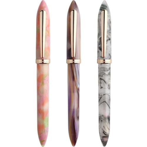 Moonman S1 Acrylic Resin Fountain Pen Bent Nib Fude Pen, Fine To Broad Size, Beautiful Celluloid Calligraphy Writing Ink Pens
