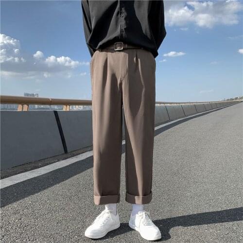 Spring Autumn Formal Suit Pants Men Korean Fashion Loose Casual Pants Men Harajuku Streetwear Retro Wild Straight Pants Men