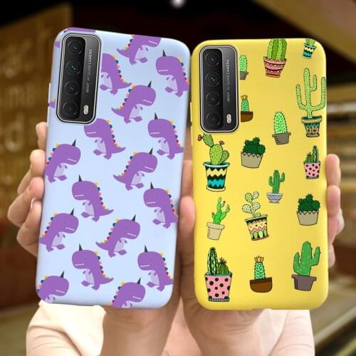 For Huawei P Smart 2021 Case 6.67" Fashion Dinosaur Cactus Coque Silicone Back Cover For Huawei Psmart 2021 Funda Soft TPU Cases