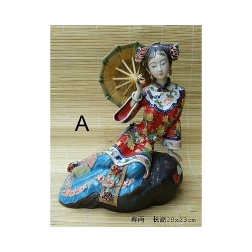 Ancient beauty Chunyu Shiwan doll ceramic living room tea art hall porch decoration ancient style gift girl Beauty figure Sculpt