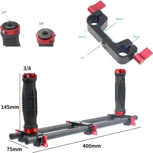 Dual Grip Handheld Extended Handle Camera Gimbal Holder Bracket 15mm Rod for Gopro Cage Rig for DJI Zhiyun Crane Moza Stabilizer