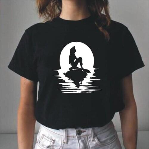 Mermaid Princess Print Women Tshirt Cotton Funny Tee Shirt Femme Summer Short Sleeve T Shirt Women Tops Harajuku Camiseta Mujer