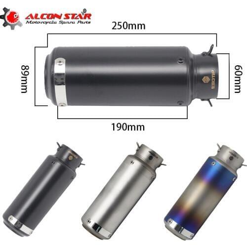 Alconstar- 60mm Motorcycle Exhaust Pipe Muffler Stainless Steel Moto Racing GP Slip on Scooter ATV Motobike Z750 FZ1 R6 R15 CB