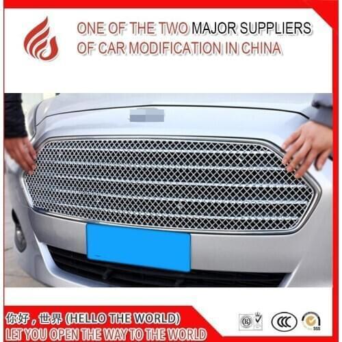 Hot sale 304 Stainless fit well modification car front grille racing grills grill cover trim for Escort 2015