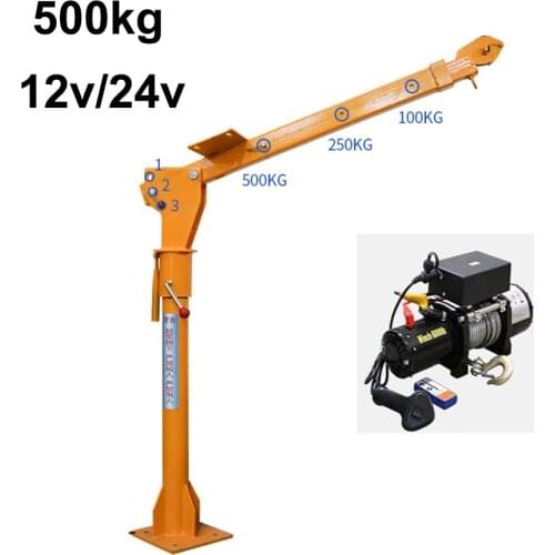 Truck mounted crane 12v 500kg truck mounted truck cantilever hoist crane electric lift