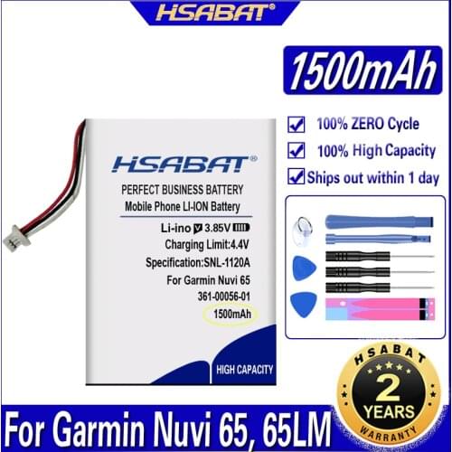 HSABAT 361-00056-01 1500mAh GPS Battery for Garmin 010-01211-01, Nuvi 65, 65LM, 65LM 6" Batteries