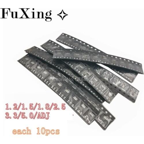 70PCS AMS1117 Voltage Regulator Kit 1.2V/1.5V/1.8V/2.5V/3.3V/5.0V/ADJ 1117 7 values Each 10PCS AMS1117-3.3V 5.0V 1.8V SOT-223