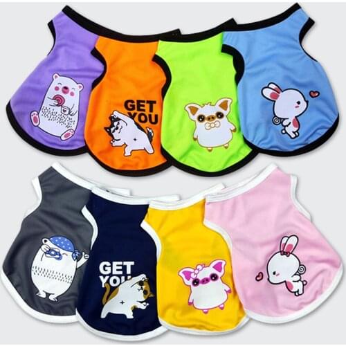 Summer Pet Dog Vest Clothes Mesh Animal Printed Puppy Dog Shirt For Small Medium Dogs Sleeveless T-shirts Soft Summer Clothes
