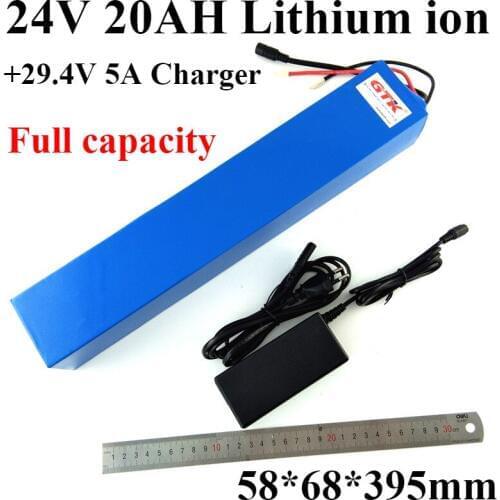 Li ion 24v 20ah lithium battery + 5A charger for 24V 480W 500W 1200W Electric scooter Robot wheelchair car climbing bike moped
