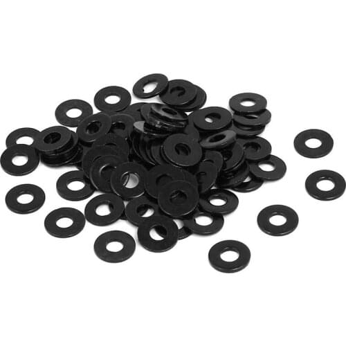 M4 X 10Mm X 1Mm Black Nylon Plated Flat Washers Spacers Fastener 100PCS