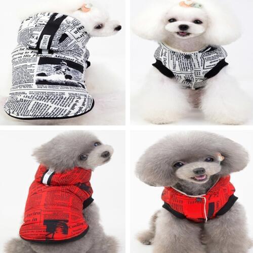 Cute Dog Coat Jacket Cat Clothes Soft Warm Newspaper Dog Clothes Smal Coat Jacket Chihuahua Pomeranian Dog Winter Clothes