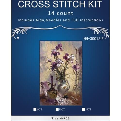 ONEROOM Two Vases Flowers Needlework,Bricolage DMC Cross stitch,Embroidery kits Decor 14CT Canvas Patterns Cross-Stitching
