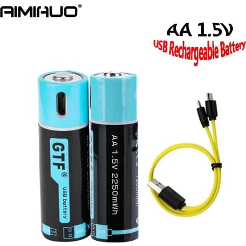 1.5V AA Rechargeable Battery 1500mah USB Lithium Polymer Bateria Battery Quick Charging by Micro USB Cable 1500mah AA USB Cells