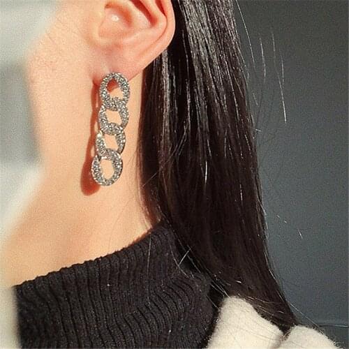 New Arrival Fashion Drop Earrings Metal Trendy Geometric Women Dangle Earrings Long Chain Earrings Korean Simple For Female