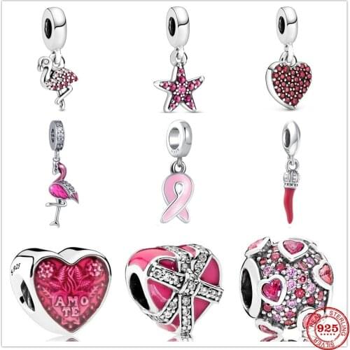 New Original Silver Bird Heart Starfish Charm Bead fit Pandora charms silver 925 beads Bracelet for women DIY Jewelry Gift