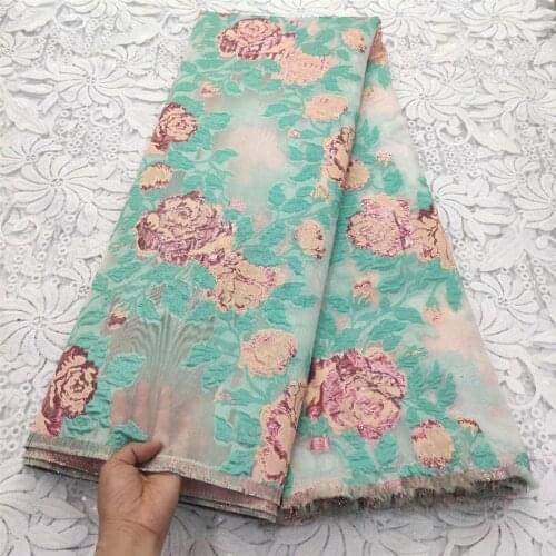 5Yards Brocade Lace Jacquard Fabric African Flora Organza Mesh Cloth Nigerian French Tulle Net Dress Material Tela Tissus DJO14